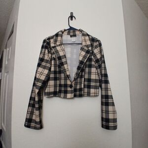 EUC VTG 90s NY Invasion Plaid Mini Blazer-Womens L